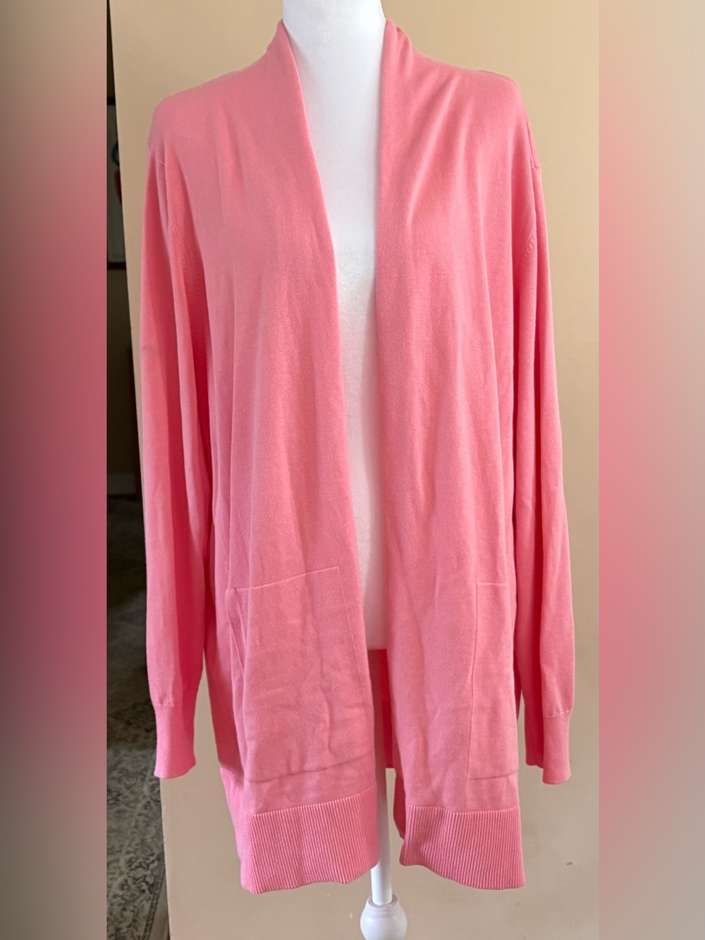 Lands' End Pink Open-Front Women's Cardigan